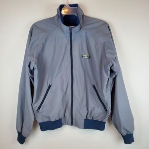 VTG LL Bean Gray Light Spring Bomber Varsity Jacket Size L Tall Mens Made in USA